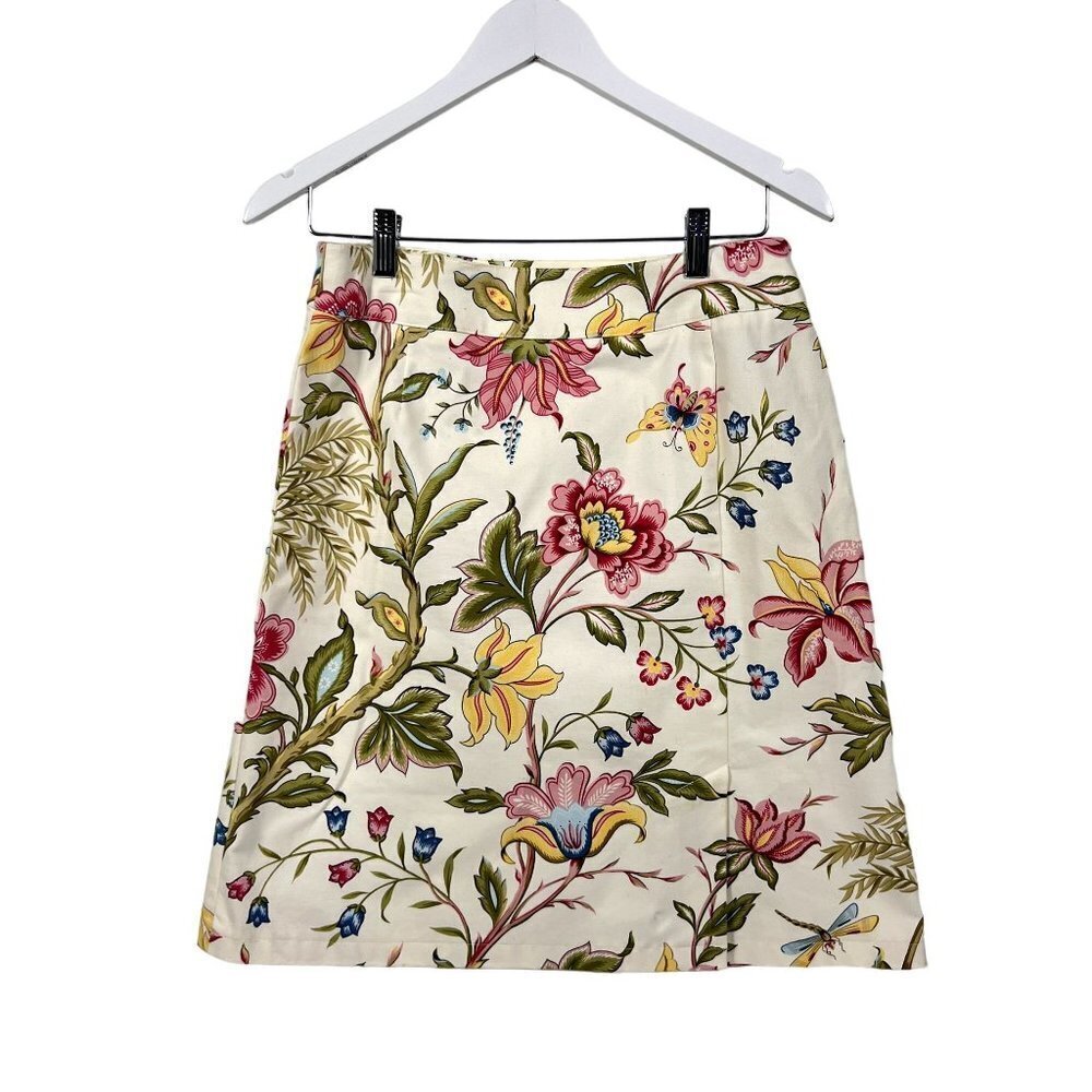 Talbots Cream Floral A-Line Skirt